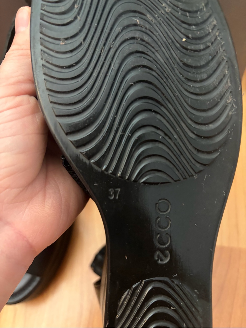 ECCO Black Leather Back-Zip Platform Wedge Sandals size EU 37 US 6 - Picture 3 of 5